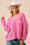 BiBi V-Neck Sweater with Colorful Trim