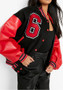 Fall/Winter Women's Fleece Jacket Casual Hip Hop Jacket Letter School Baseball Uniform