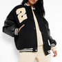 Fall/Winter Women's Fleece Jacket Casual Hip Hop Jacket Letter School Baseball Uniform