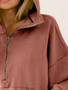 BiBi Stitch Detailed Elastic Hem Half Zip Fleece Hoodie