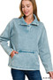 Zenana Fleece Washed High Neck Kangaroo Pocket Sweatshirt