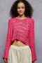 POL Cropped Hooded Knit Top with Full Sleeves