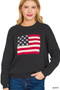 Zenana American Flag Crew Neck Sweater