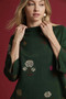 Umgee Floral Mock Neck Knit Top with Wide Sleeves
