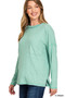 Zenana Soft Melange Hacci Round-Neck Long Sleeve T-Shirt