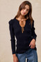 BiBi Ribbed Contrast Front Tied Top with Shrried