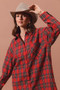 SO ME Christmas Checker Plaid Button Up Shirt Dress