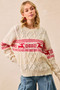 BiBi Christmas Theme Patterned Cable Knit Sweater