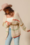 SO ME Loose Fit Multi Stripe Open Front Cardigan