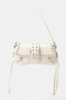 Fame Glossy Faux Leather Rivet Trim Shoulder Bag