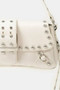 Fame Glossy Faux Leather Rivet Trim Shoulder Bag