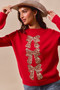 SO ME Sequins Bow Ribbon Embellished Christmas Sweater