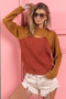 BiBi Color Block Sweater Knit Top With Cut Out Neck