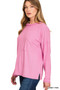 Zenana Soft Melange Hacci Round-Neck Long Sleeve T-Shirt