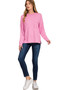 Zenana Soft Melange Hacci Round-Neck Long Sleeve T-Shirt