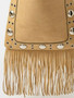 Fame Faux Suede Grommet Accent Fringe Tote Bag