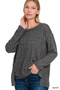 Zenana Full Size Brushed Hacci Exposed Seam Hi Low Sweater Plus Size