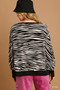 Umgee Zebra Striped Fleece Pullover Sweater Shirt