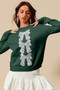 SO ME Sequins Bow Ribbon Embellished Christmas Sweater