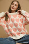 Umgee Mix Heart Pattern Pearl Accent Sweater