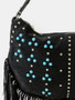 Fame Studded Pattern Multi Fringe Hobo Shoulder Bag