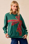 BiBi Plaid Ribbon Bow Detail Christmas Fleece Pullover