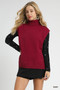 Umgee High-Low Turtleneck Sleeveless Sweater Top