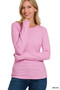 Zenana Ribbed Long Sleeve Round Neck T-Shirt