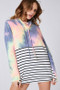 BiBi Tie Dye French Terry Cowl Neck Top