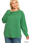 Zenana Full Size Raised Rib Round Neck Long Sleeve Top Plus Size
