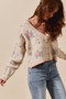 SO ME Floral Pattern Long Sleeve Button Sweater Cardigan