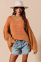 SO ME Oversized Two Tone Textured V Neck Sweater