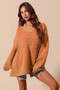 SO ME Oversized Two Tone Textured V Neck Sweater