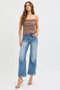 RISEN Full Size Mid Rise Crop Straight Jeans with Taylor Cuffed Plus Size