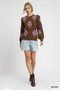 Umgee Single Flower Stem Jacquard Sweater