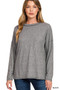 Zenana Soft Melange Hacci Round-Neck Long Sleeve T-Shirt
