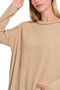 Zenana Ribbed Drop Shoulder Round Neck Sweater