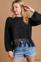 Umgee Crochet Knit Crop Top with Frey Hem
