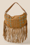 Fame Studded Pattern Multi Fringe Hobo Shoulder Bag