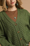 Umgee Chunky Cable Knit V-Neck Button-Up Cardigan
