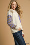 Umgee Flower Jacquard Striped Long Sleeve Sweater