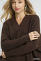 Umgee V-Neck Sweater with Wide Trim Detail