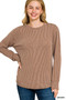 Zenana Full Size Raised Rib Round Neck Long Sleeve Top Plus Size