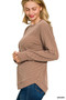 Zenana Full Size Raised Rib Round Neck Long Sleeve Top Plus Size