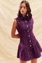 SO ME Button Down Sleeveless Collared Game Day Mini Dress