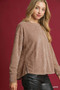 Umgee Round Neck Long Sleeve Side Slit Top