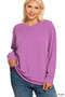 Zenana Full Size Raised Rib Round Neck Long Sleeve Top Plus Size