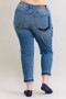 Judy Blue Full Size Mid Rise Bf Patch & Repair Destroy Release Hem Jeans Plus Size