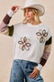 BiBi Flower Color Block Sweater