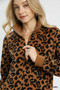 Umgee Leopard Print Quarter-Zip Sweatshirt